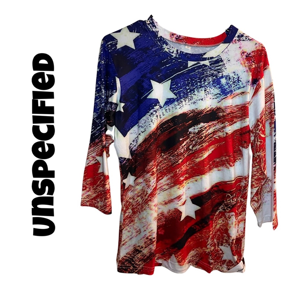 2040M Reoriafee Fall Trending 3/4 sleeve star and stripped shirt